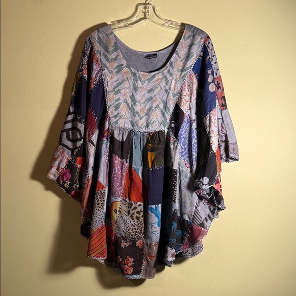 Advance Tops - Colorful Patchwork Boho Blouse